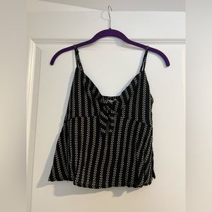 Mi Ami Tank Top Size Small Black with White and Yellow Pattern